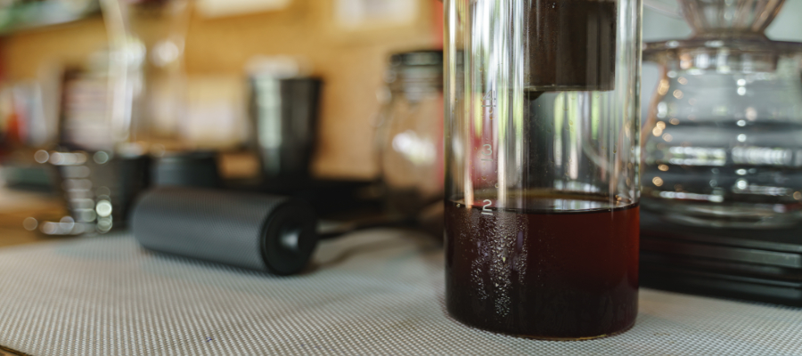 coffee being brewed at ambient temperature countertop