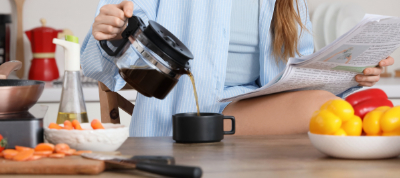 coffee with fruits and vegetables